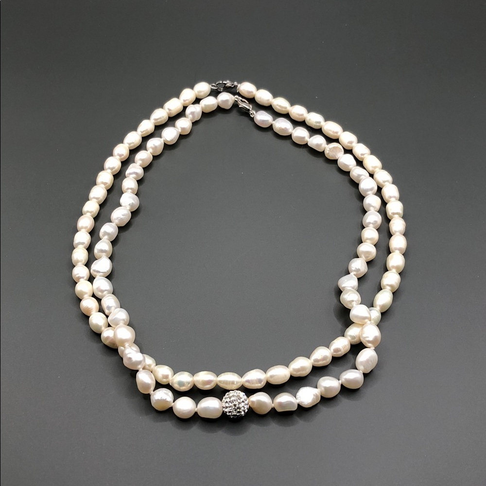 Genuine cultured freshwater pearls collar necklaces bundle lot 2 disco ball.